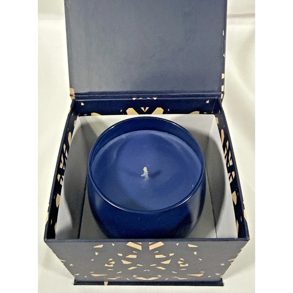 Huntington Home Hot Buttered Rum Candle 7.4oz Navy Blue Soy Blend Scented